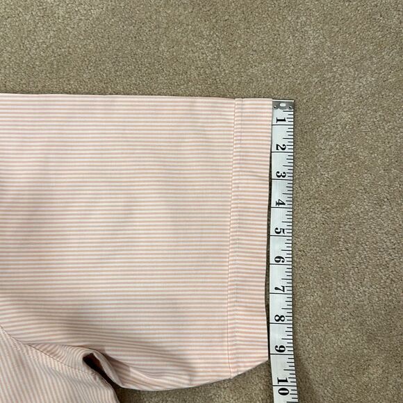 Grand Isle 100% Cotton Orange White Stripe Men Short Sleeve Button Down Shirt 2X - Picture 7 of 12